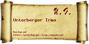 Unterberger Irma névjegykártya
